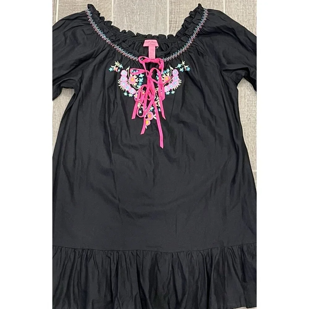Betsey Johnson Intimates Tunic Dress Lounge Medium Size Cover Up Embroidered - Picture 8 of 9